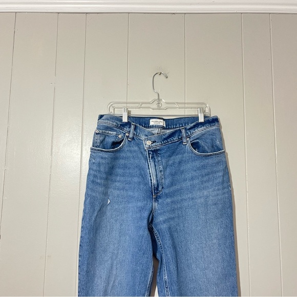 Abercrombie Fitch Jeans The'90s Slim Straight Ultra High Rise Criss Cross SZ 32 - Picture 3 of 9